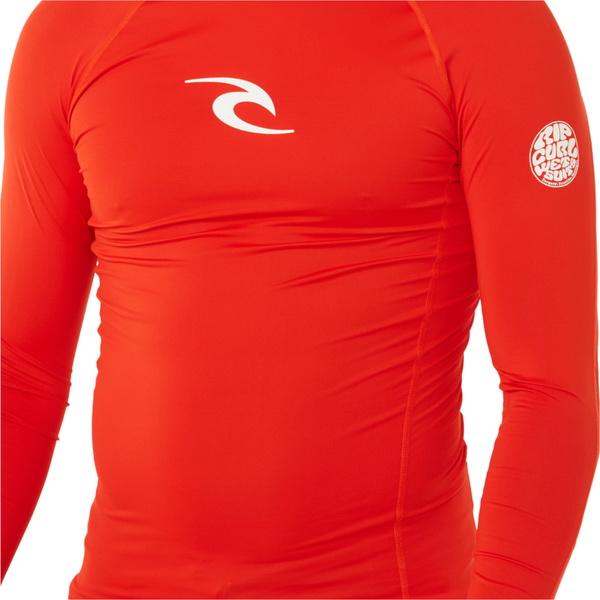 2026 Rip Curl Da Uomo Waves UPF Performance Canotta In Lycra A Maniche Lunghe 16FMRV - Lava Rosso